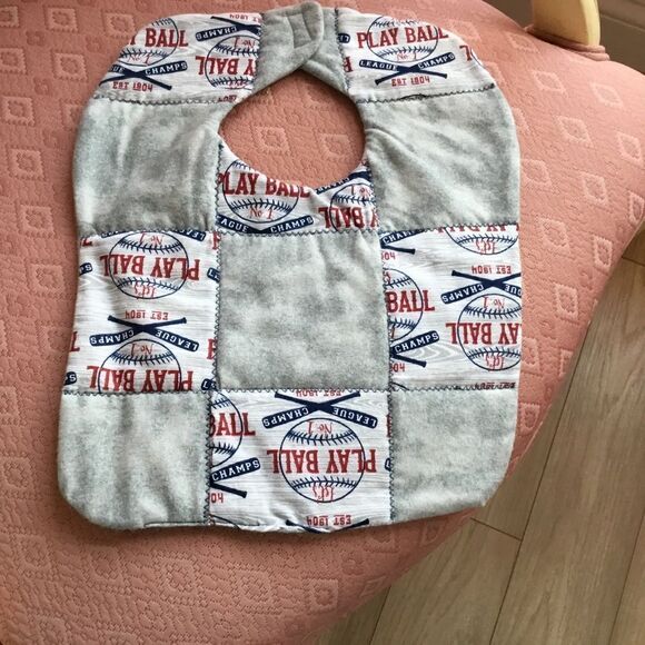 3/$25 or $12 ea.  NWT Baseball Handcrafted Quilted Bib - Picture 1 of 4